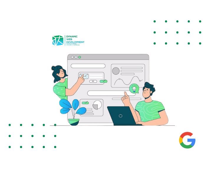 Dynamic Web Development team reviewing a website design in Figma