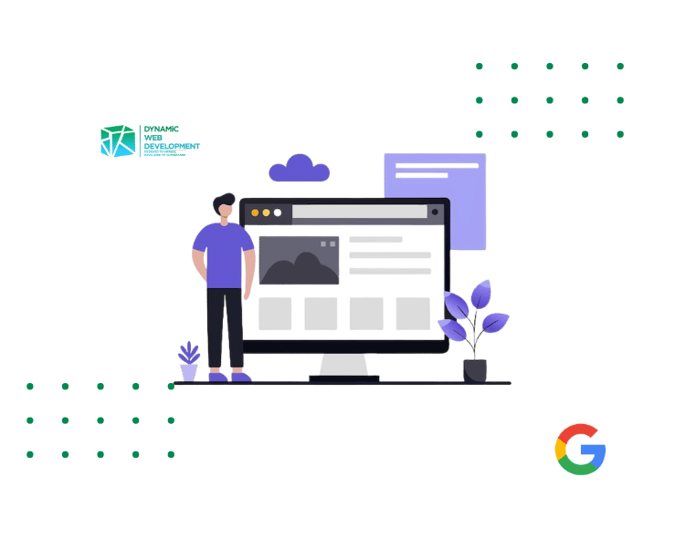 Web design packages shown as a landing page and a full website on a laptop screen
